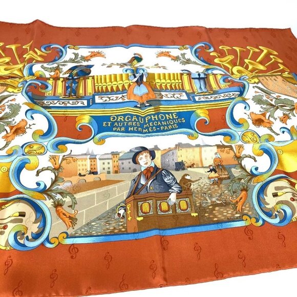 HERMES Carre90 ORGAUPHONE AND MECHANIQUES instruments Scarf Unused - Picture 10 of 14
